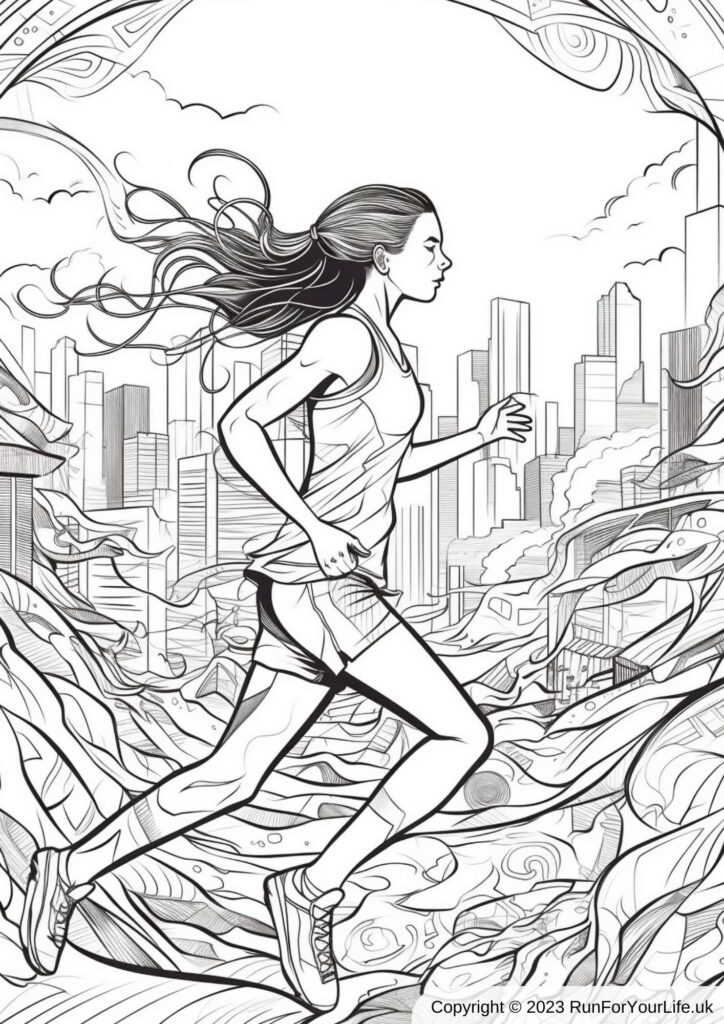 Running Colouring Pages #1 - Female Runner 1