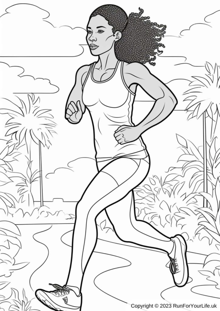 Running Colouring Pages #10 - Female Runner 1