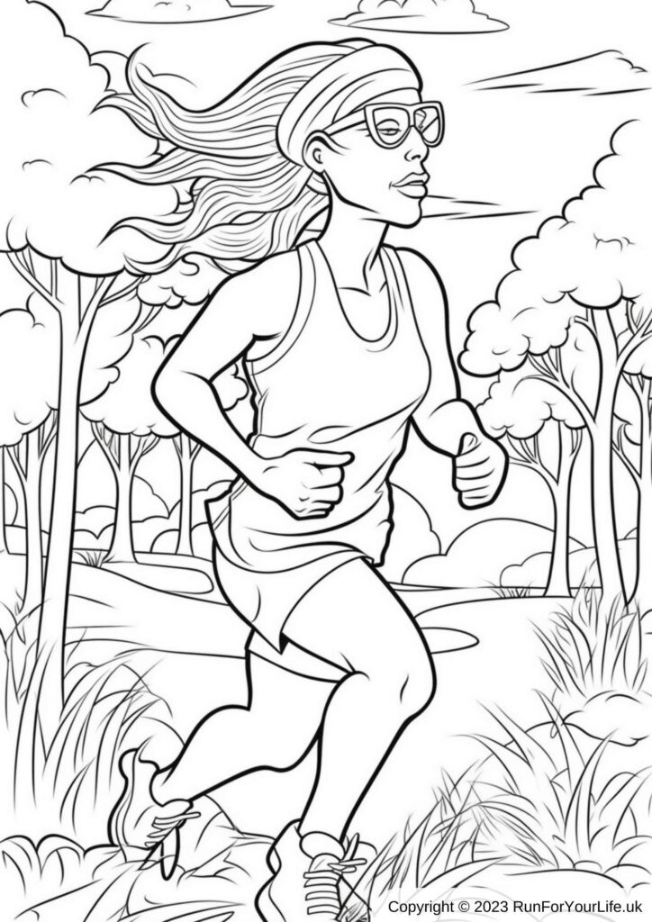 Running Colouring Pages #12 - Female Runner 1