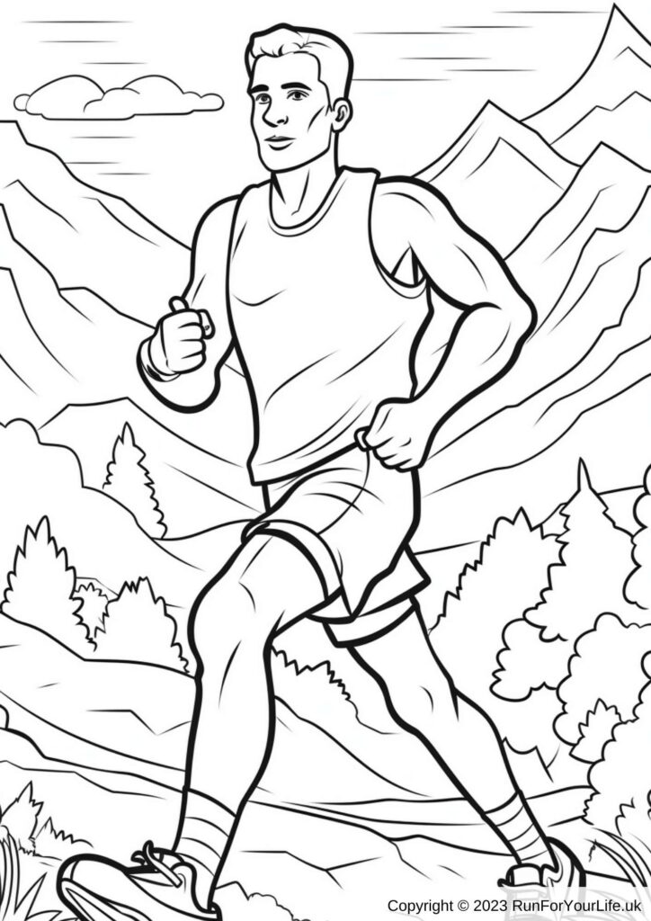 Running Colouring Pages #13 - Male Runner 1