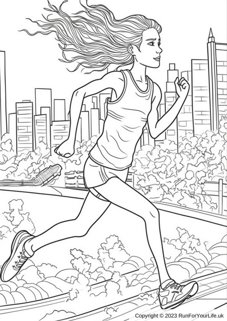 Running Colouring Pages #2 - Female Runner 1