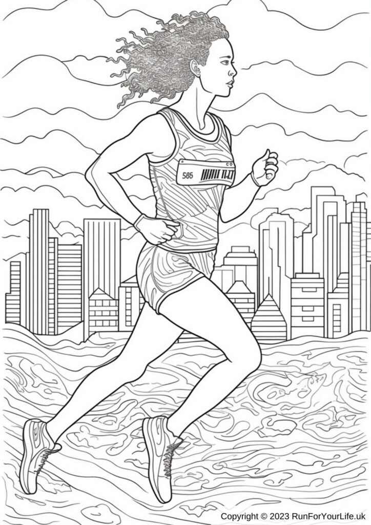 Running Colouring Pages #3 - Female Runner 1