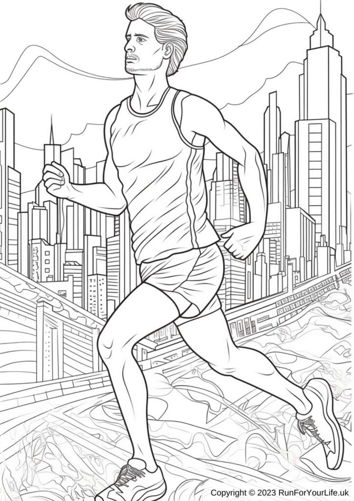 Running Colouring Pages #4 - Male Runner 1