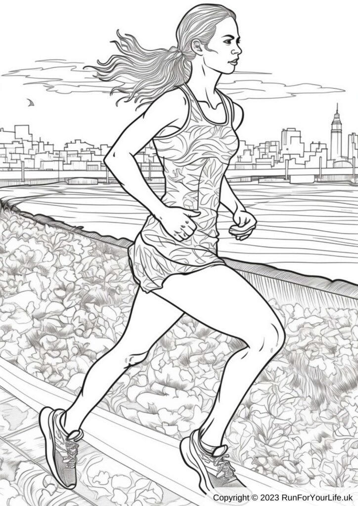Running Colouring Pages #5 - Female Runner 1