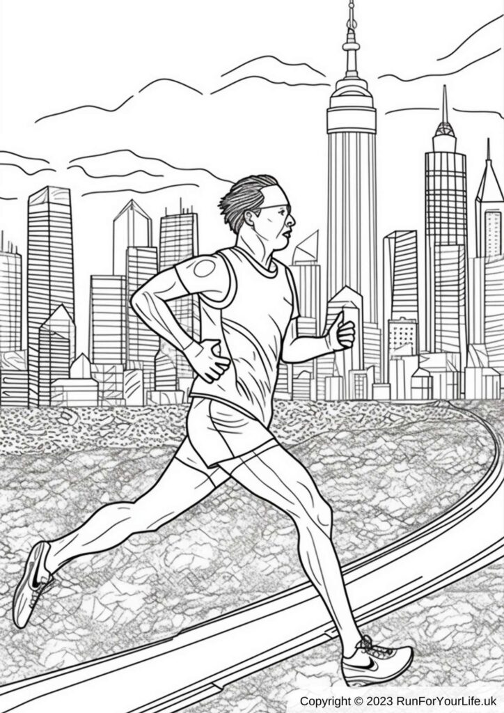 Running Colouring Pages #7 - Male Runner 1