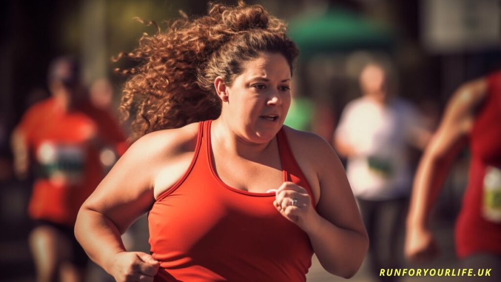 Overweight woman running